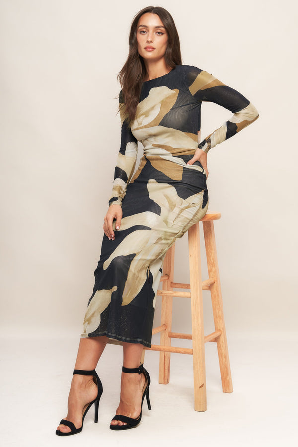 abstract-botanica-power-mesh-midi-dress Flying Tomato-Sophia's StyleDRESSES-1